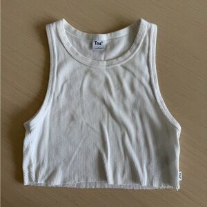 TNA White Ribbed Crop Top